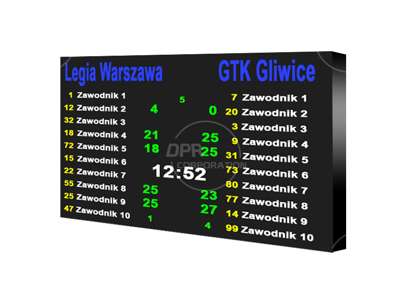 Tablica wyników sportowych LED. P6mm. Rozmiar 5568х3264mm. Wewnętrzna Tablica wyników sportowych LED. P6mm. Rozmiar 5568х3264mm. Wewnętrzna