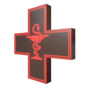 Krzyż apteczny reklama LED 96x96cm czerwony jednostronny